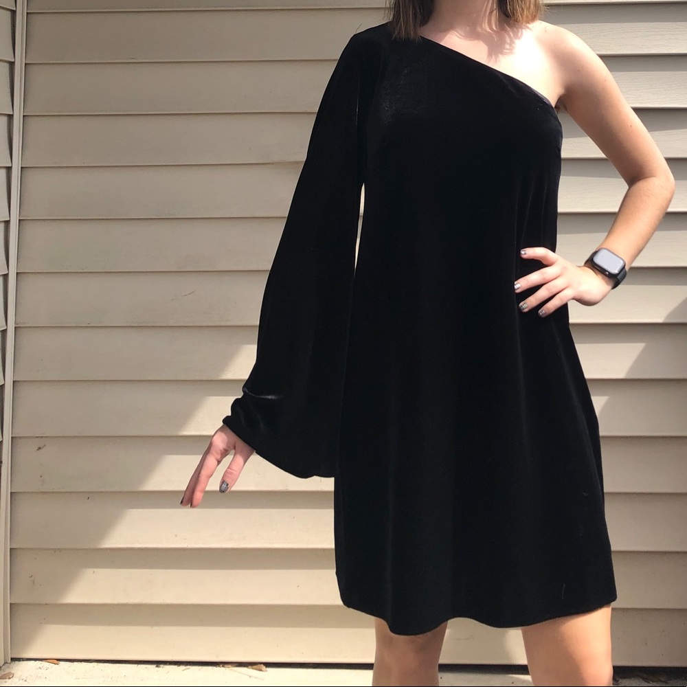 French Connection One Shoulder Velvet Dress